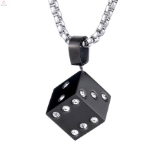 Custom Punk Cool Classics Lucky Crystal Black Stainless Steel Dice Pendant